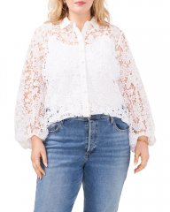 Vince Camuto Floral-Lace Shirt (Plus Size) Ultra White ID-AWEK1507
