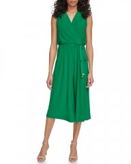 Vince Camuto Cropped Wide-Leg Surplice Jumpsuit (Petite) Medium Green ID-SIGE2281