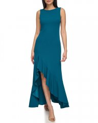 Vince Camuto Asymmetrical Ruffle-Hem Gown Teal ID-YDCT8852