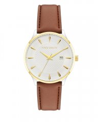 Vince Camuto Embossed Dial Faux Leather Band Watch Brown ID-AADB1207