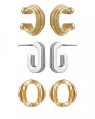 Vince Camuto Two-Tone Earring Trio Gold Metallic ID-WUAP3545