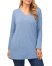 Vince Camuto Ribbed V-Neck Top (Plus Size) Canyon Blue ID-AACN9923
