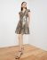 Vince Camuto Jacquard Cap-Sleeve Dress Silver Metallic ID-SWWE3978