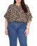 Vince Camuto Leopard-Print Ruffled-Sleeve Blouse (Plus Size) Rich Black ID-TCPO3489