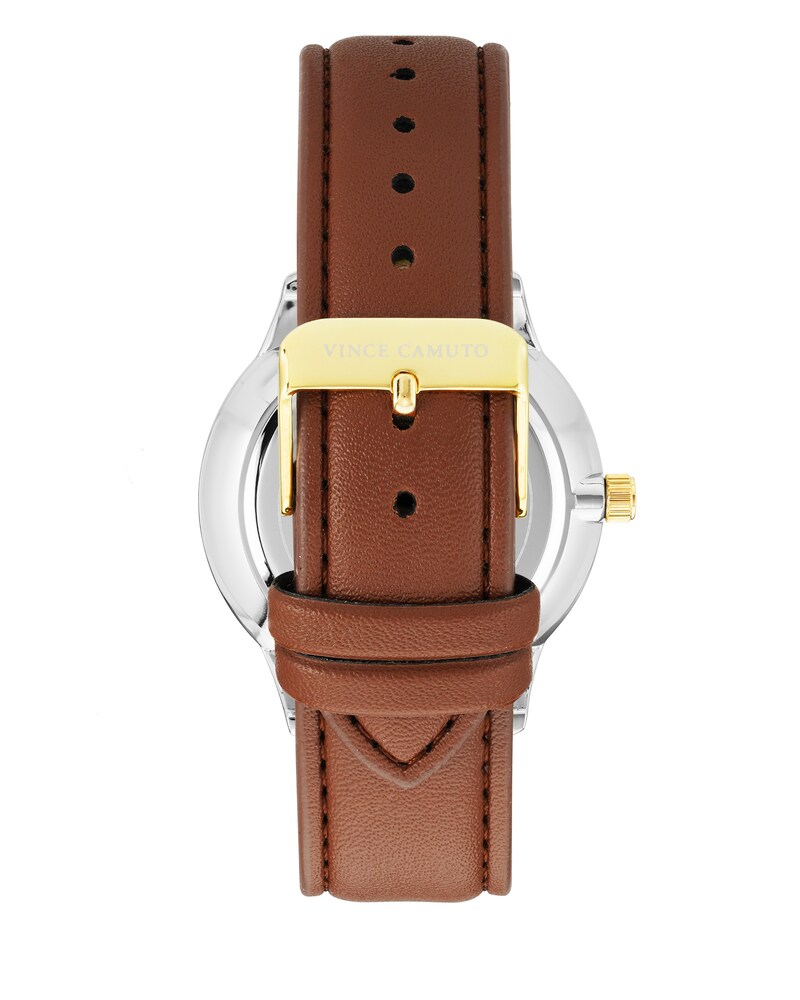 Vince Camuto Embossed Dial Faux Leather Band Watch Brown ID-AADB1207