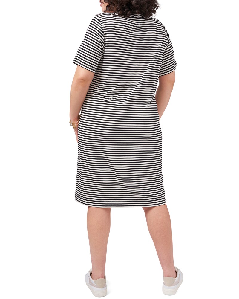 Vince Camuto Stripe-Print T-Shirt Dress (Plus Size)  New Ivory ID-AAXH1173