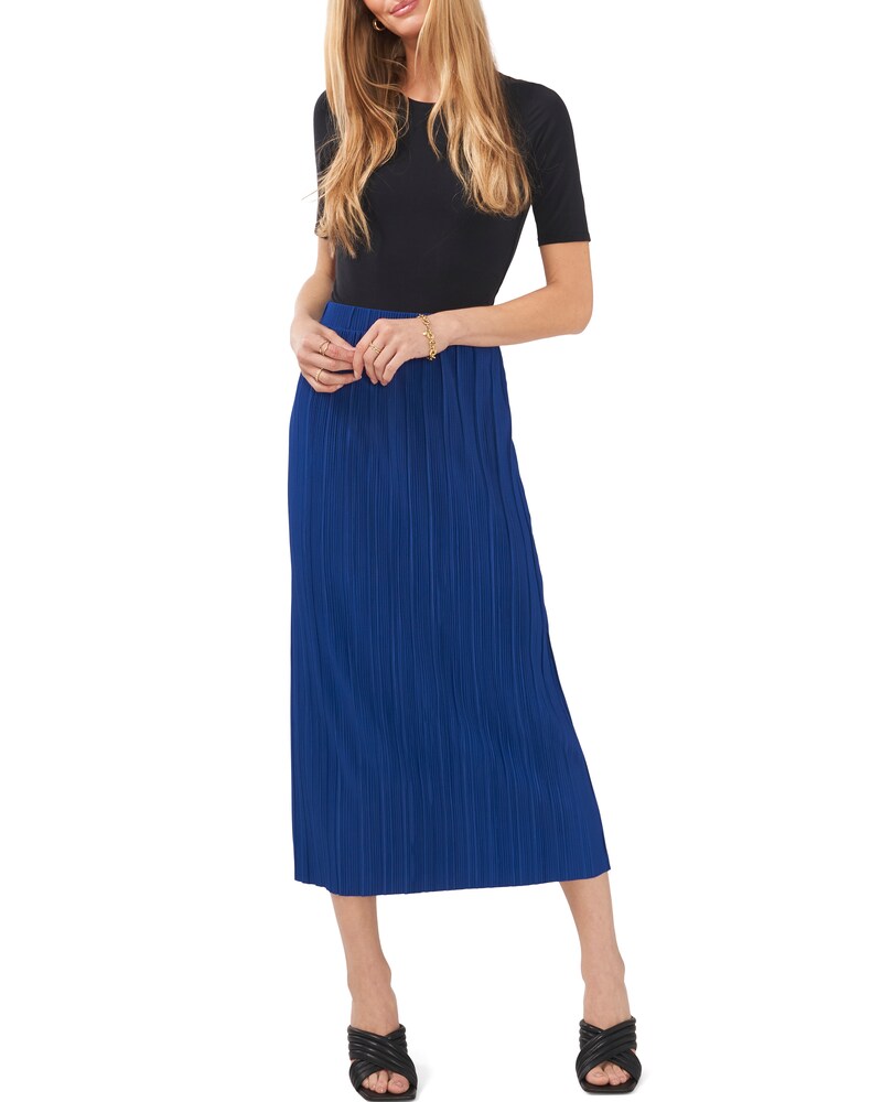 Vince Camuto Pleated Midi Skirt Twilight Blue ID-ADCF3389