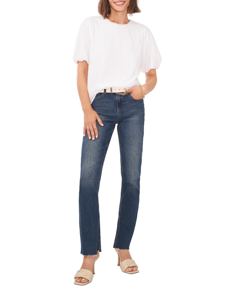 Vince Camuto Box-Pattern Lace Blouse Off White ID-ADME4792