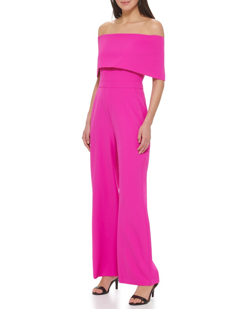 Vince Camuto Off-The-Shoulder Overlay Jumpsuit Fuchsia ID-ASZN8009