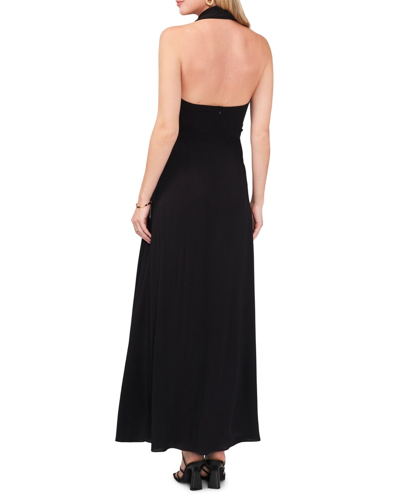 Vince Camuto Collared Halter Maxi Dress Rich Black ID-AXZQ9119
