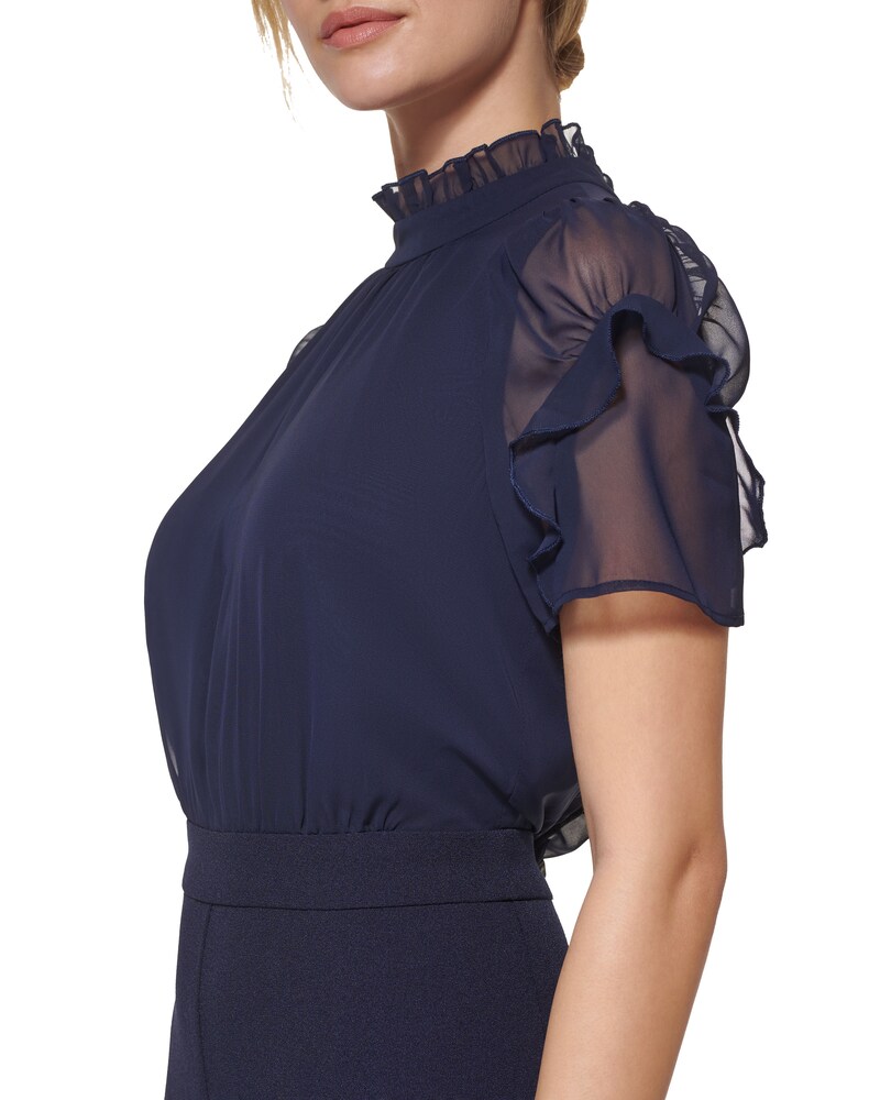 Vince Camuto Puff-Sleeve Jumpsuit Navy ID-BANM9582