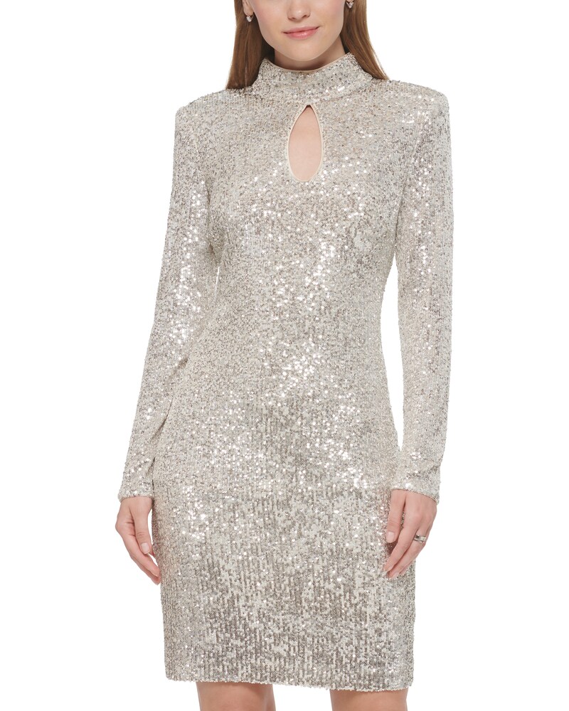 Vince Camuto Sequined Cocktail Dress Champagne ID-BJFD2217