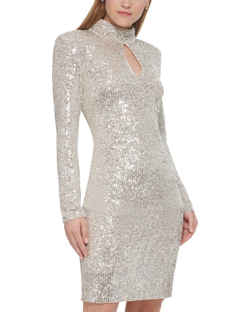 Vince Camuto Sequined Cocktail Dress Champagne ID-BJFD2217