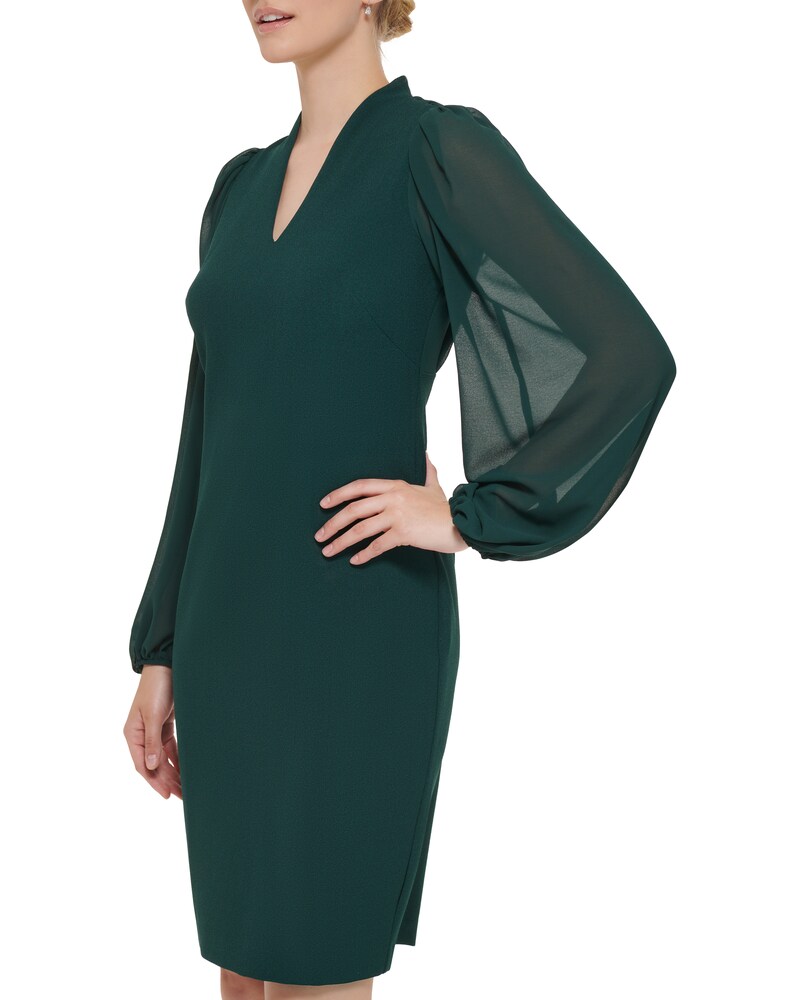 Vince Camuto Chiffon-Sleeve Sheath Hunter ID-BXZG0667