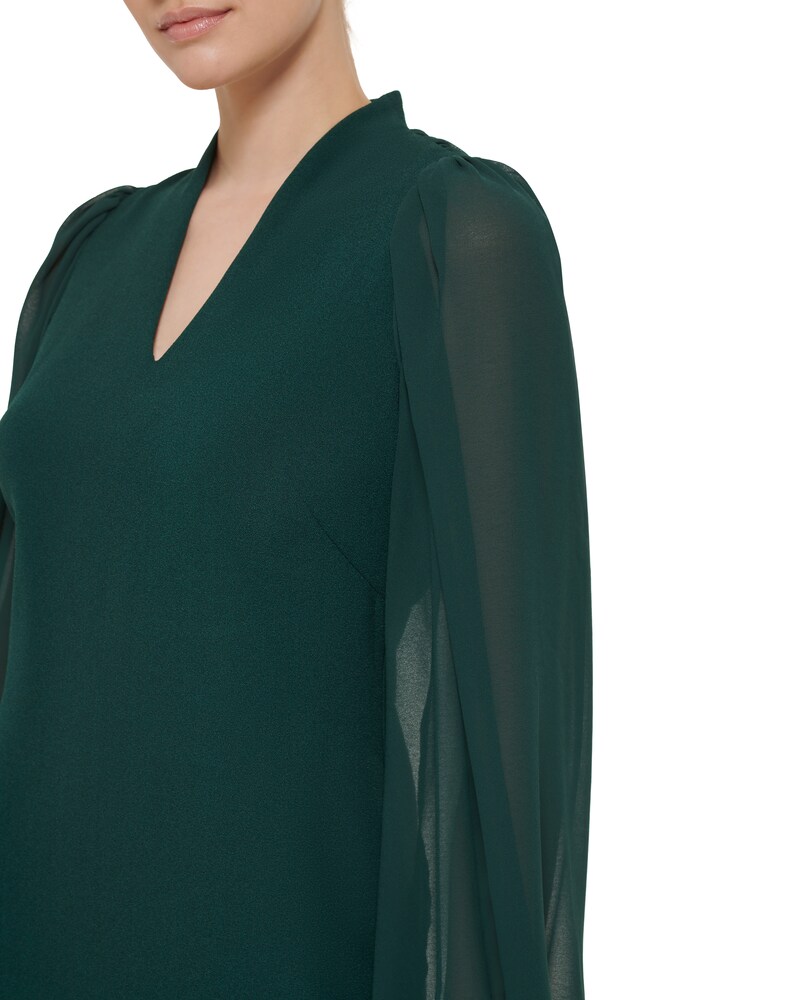 Vince Camuto Chiffon-Sleeve Sheath Hunter ID-BXZG0667