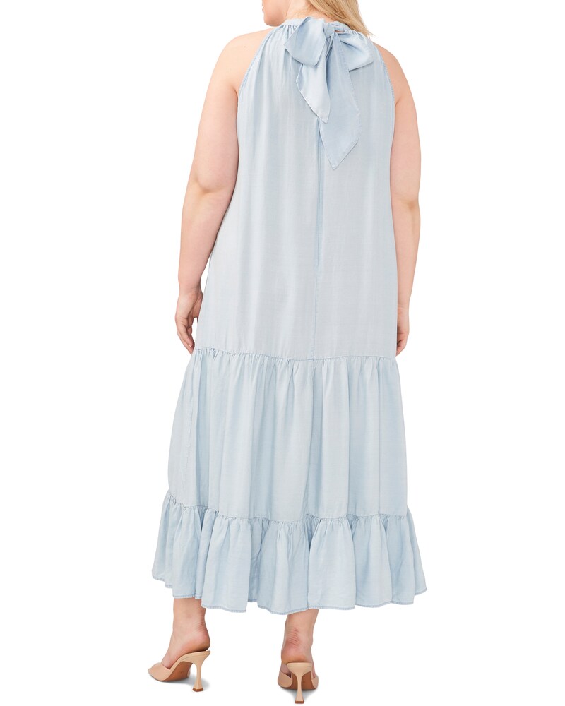Vince Camuto Tiered Halter Maxi Dress (Plus Size) Arctic Surf ID-BYAT4798