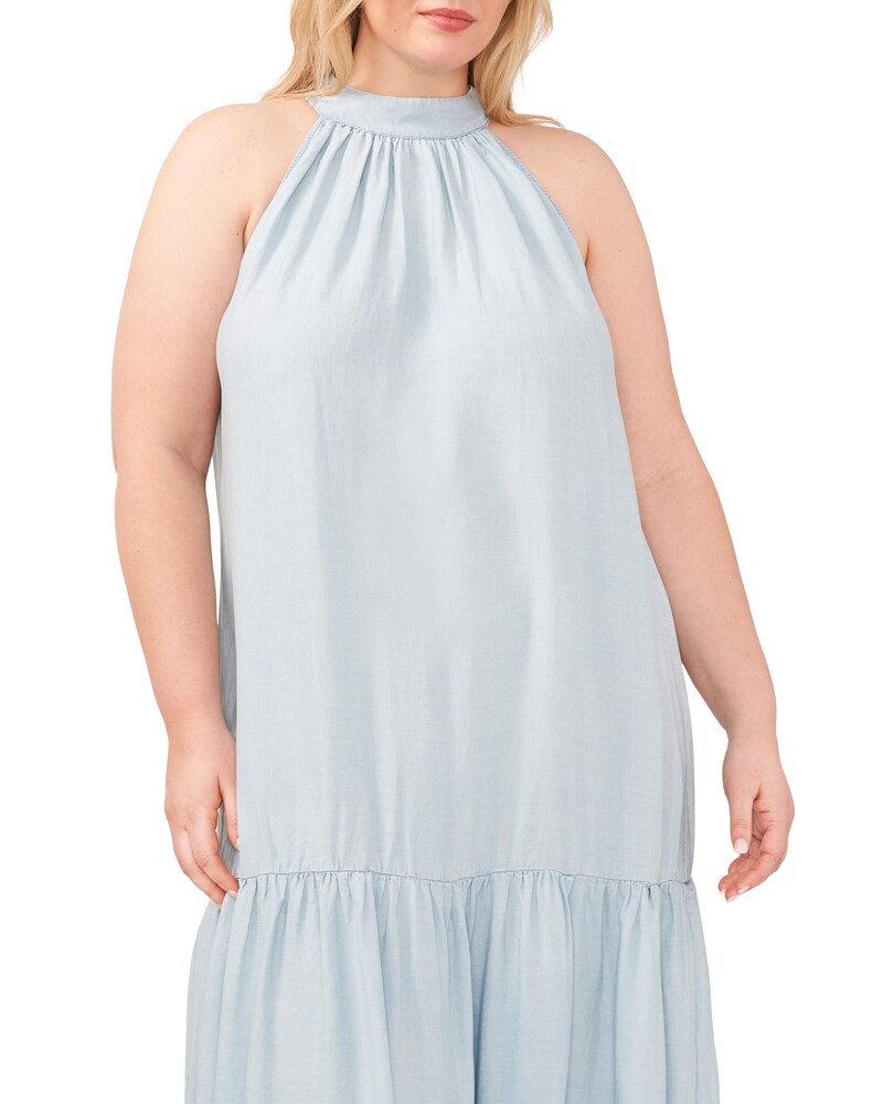 Vince Camuto Tiered Halter Maxi Dress (Plus Size) Arctic Surf ID-BYAT4798