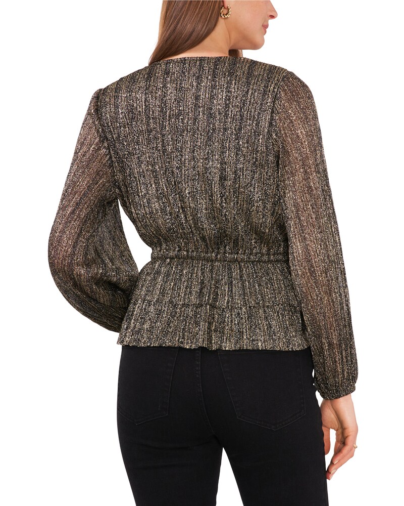 Vince Camuto Metallic Peplum Blouse Black ID-COSO1147