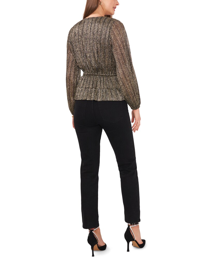 Vince Camuto Metallic Peplum Blouse Black ID-COSO1147
