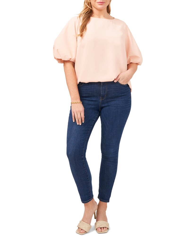 Vince Camuto Puff-Sleeve Blouse (Plus Size) Cozy Peach ID-CUQP7057