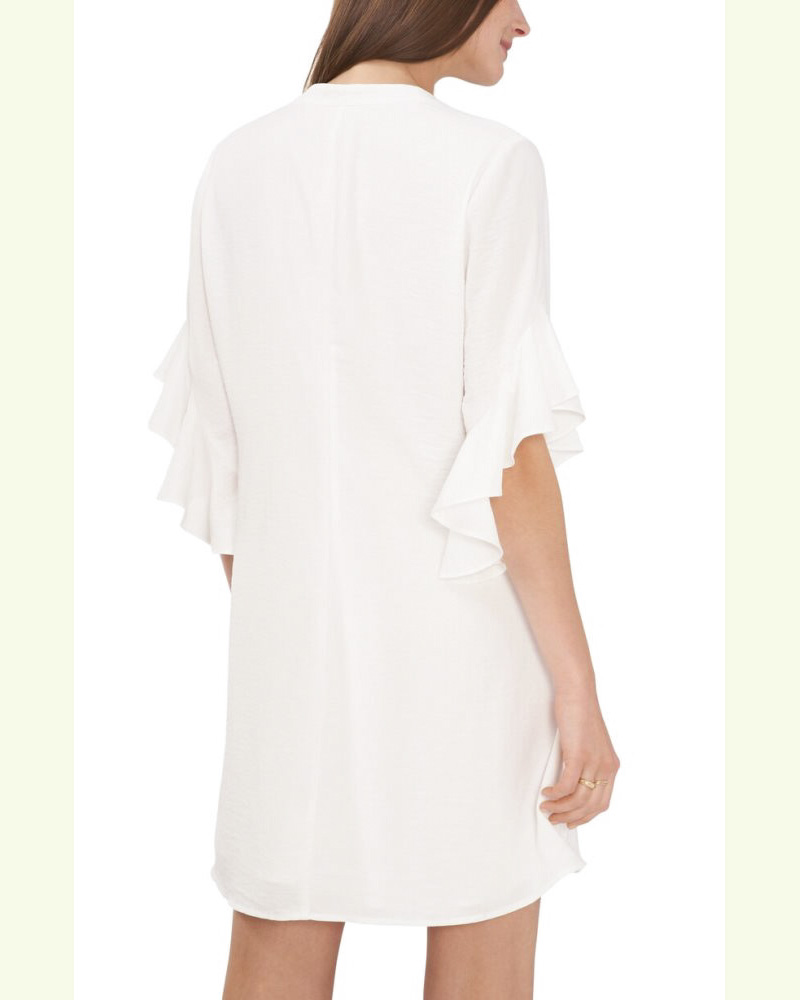 Vince Camuto Pleated Flutter Sleeve Dress Ivory ID-DGMC4621