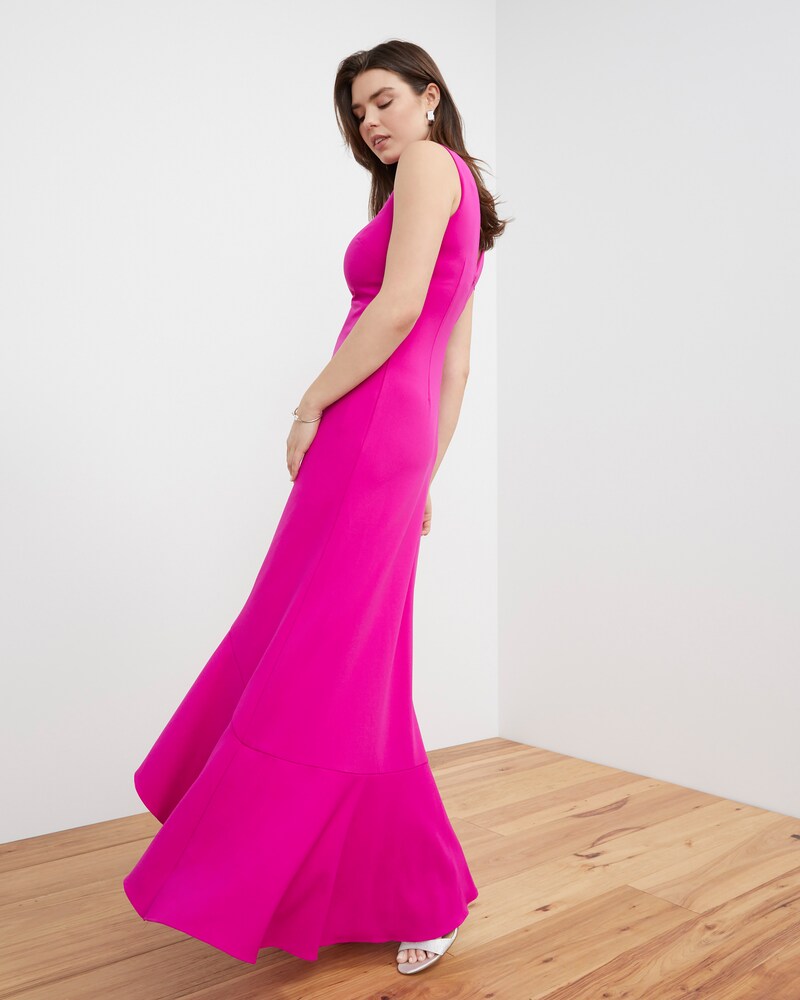 Vince Camuto Asymmetrical Ruffle-Hem Gown Fuchsia ID-DLXN3654