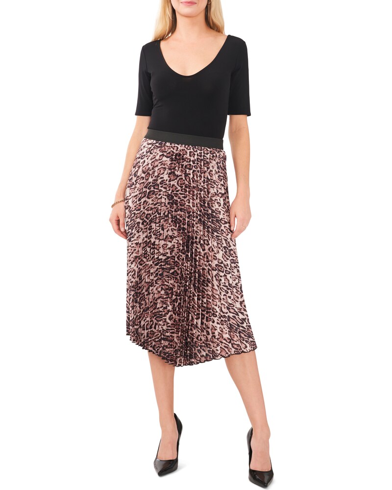 Vince Camuto Leopard-Print Pleated Midi Skirt Dusty Blue ID-DPPI3185