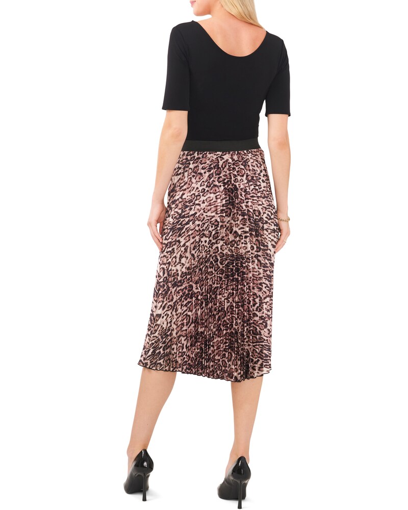 Vince Camuto Leopard-Print Pleated Midi Skirt Dusty Blue ID-DPPI3185