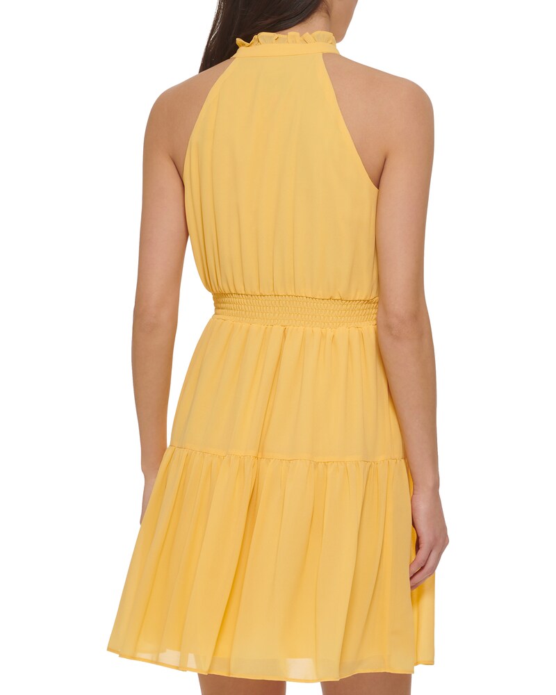 Vince Camuto Smocked Fit-And-Flare Dress (Petite) Yellow ID-DWAV9852