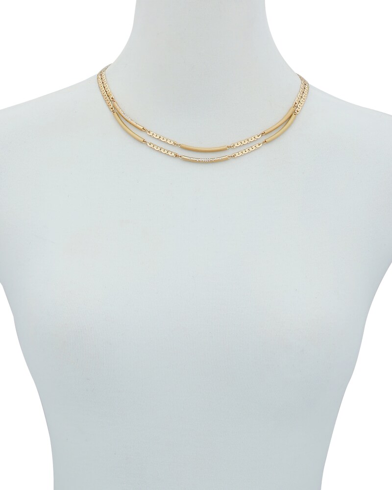 Vince Camuto Layered Curb-Chain And Bar Necklace Gold Metallic ID-EBUZ2201