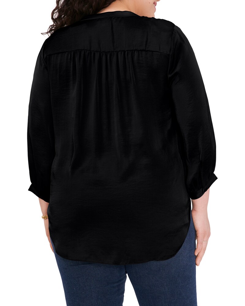 Vince Camuto V-Neck Inverted-Pleat Top (Plus Size) Rich Black ID-EDOI3463