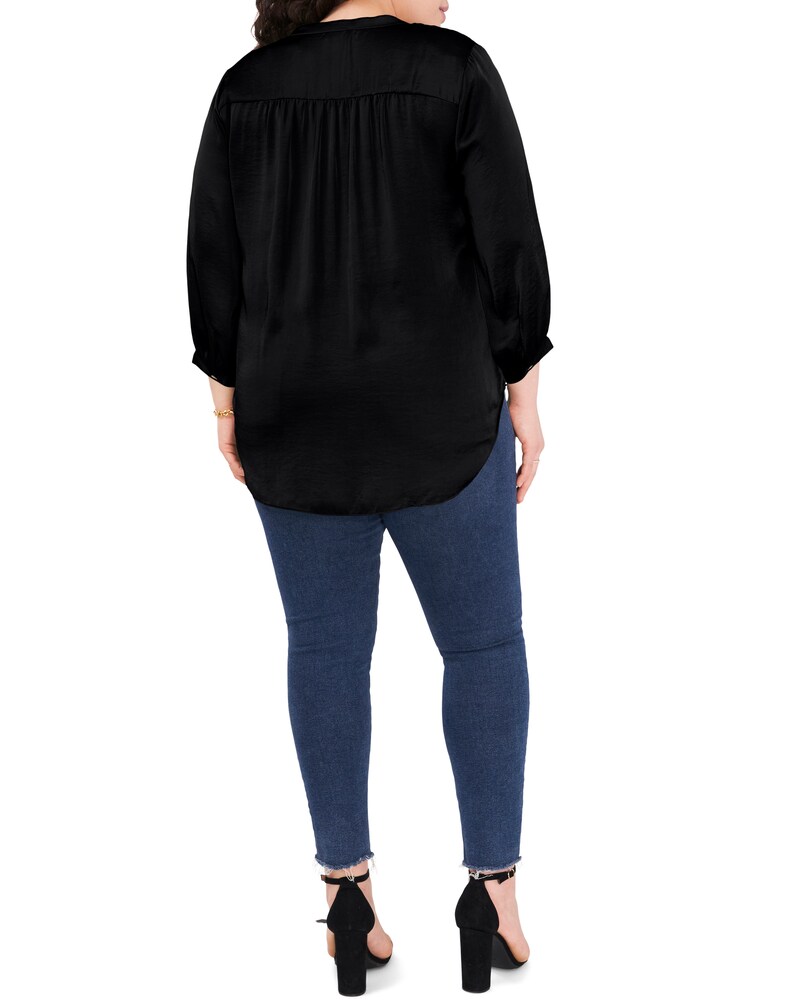 Vince Camuto V-Neck Inverted-Pleat Top (Plus Size) Rich Black ID-EDOI3463