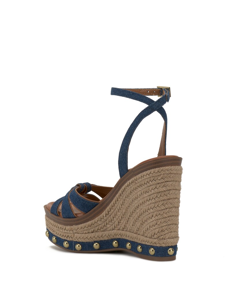 Vince Camuto Poula Wedge Sandal Indigo Wash/Golden Walnut ID-EHIU1511