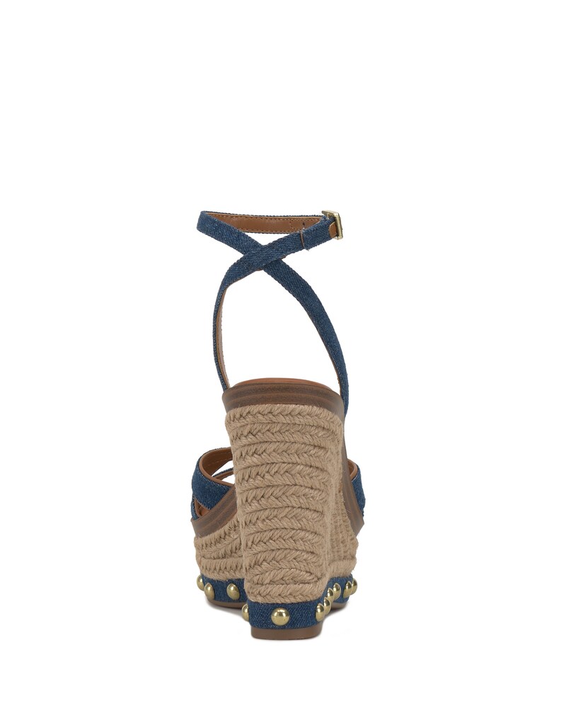 Vince Camuto Poula Wedge Sandal Indigo Wash/Golden Walnut ID-EHIU1511