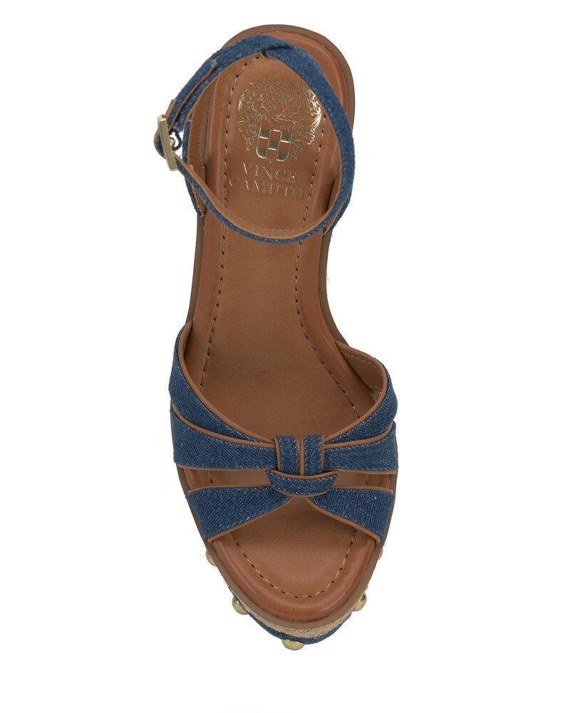 Vince Camuto Poula Wedge Sandal Indigo Wash/Golden Walnut ID-EHIU1511