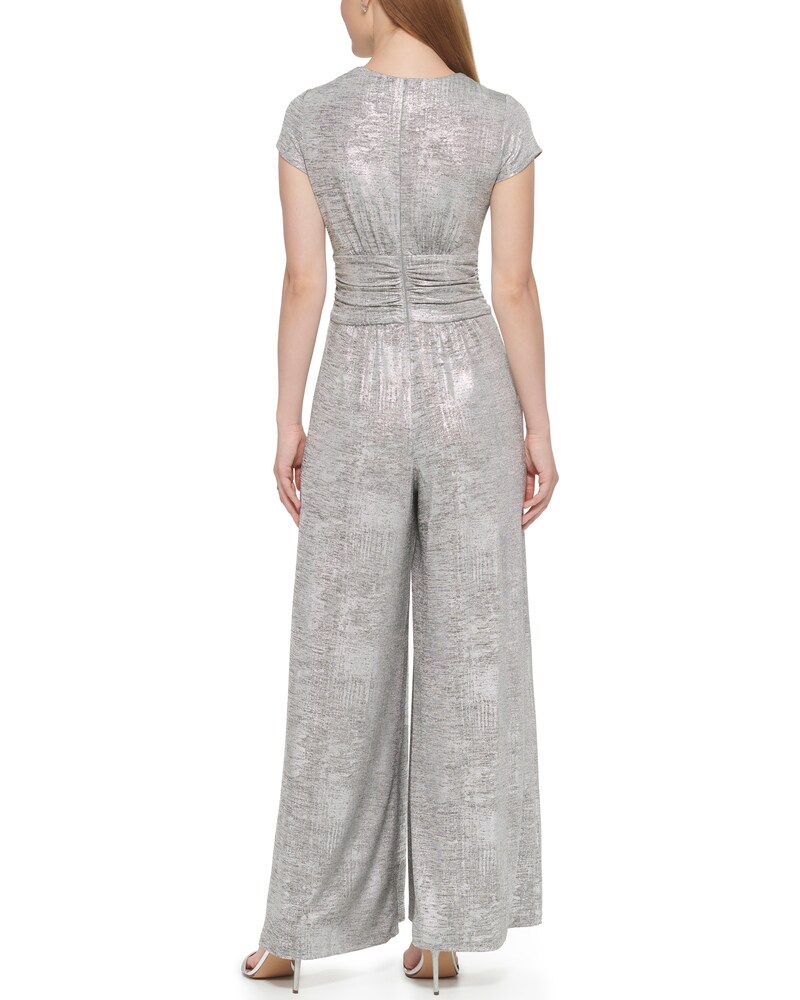 Vince Camuto Twist-Waist Wide-Leg Jumpsuit Silver Metallic ID-EHMN7365