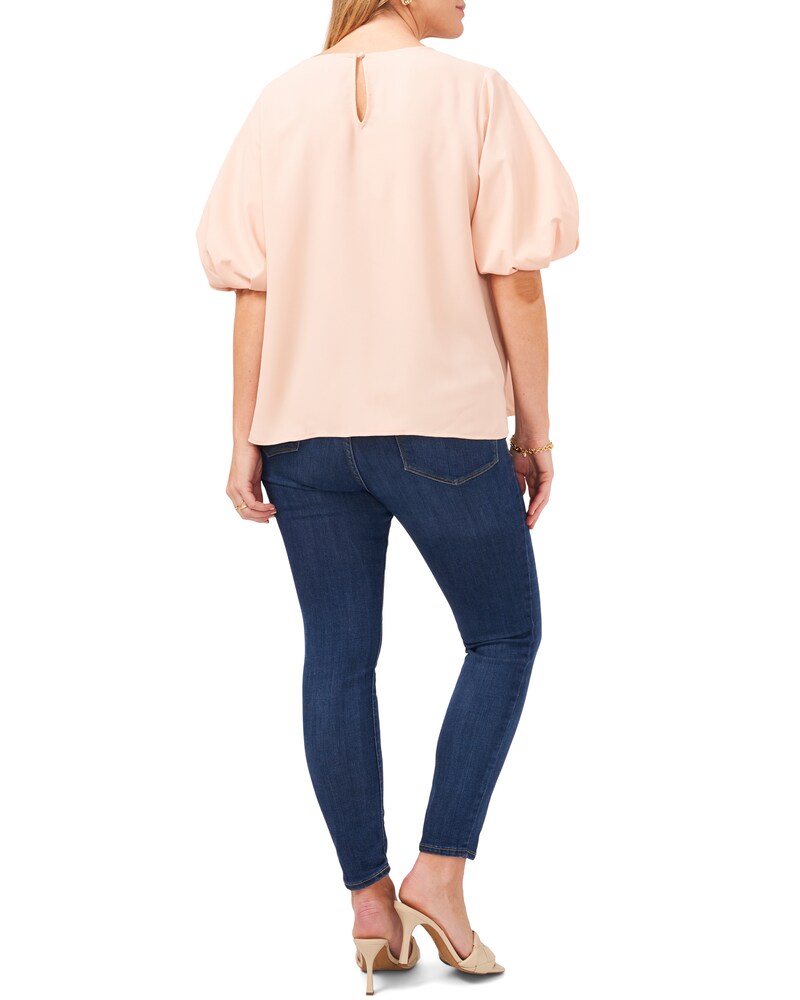 Vince Camuto Puff-Sleeve Blouse (Plus Size) Cozy Peach ID-EHRV8093