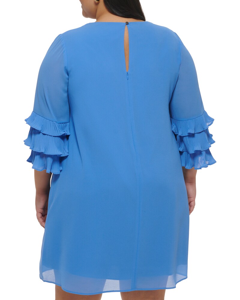 Vince Camuto Chiffon Layered-Sleeve Dress (Plus Size)  Blue ID-EMBN1235