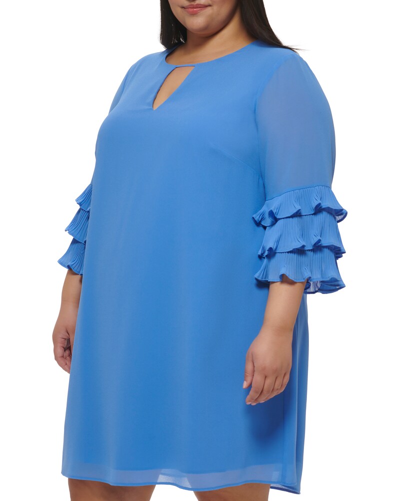 Vince Camuto Chiffon Layered-Sleeve Dress (Plus Size)  Blue ID-EMBN1235