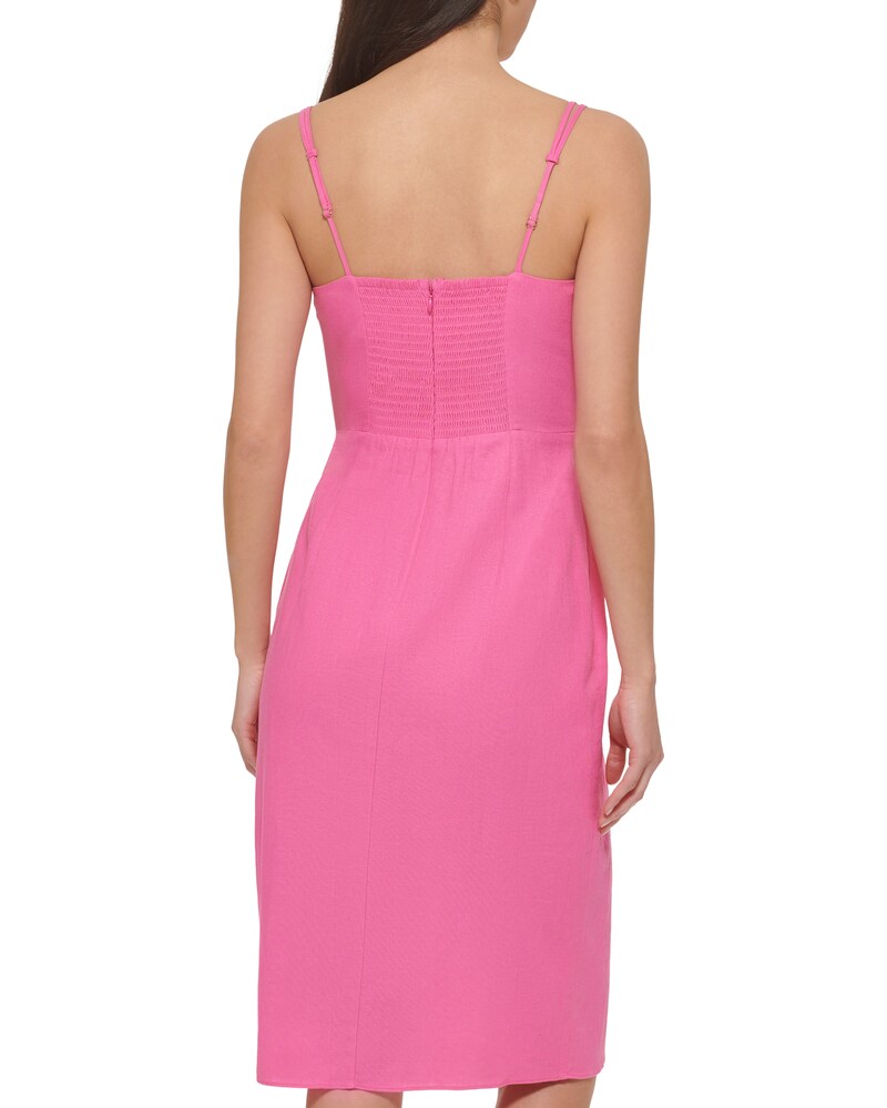 Vince Camuto Smocked Tie-Front Dress Fuchsia ID-ENCH5759