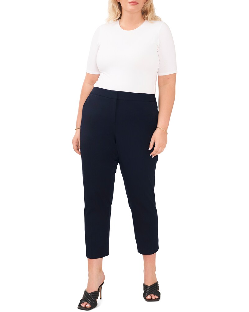Vince Camuto Twill Cropped Trousers (Plus Size)     Classic Navy ID-EUYY5245