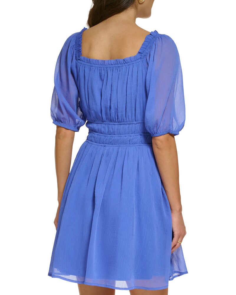 Vince Camuto Shirred Fit-And-Flare Dress Cobalt ID-FBRJ8286