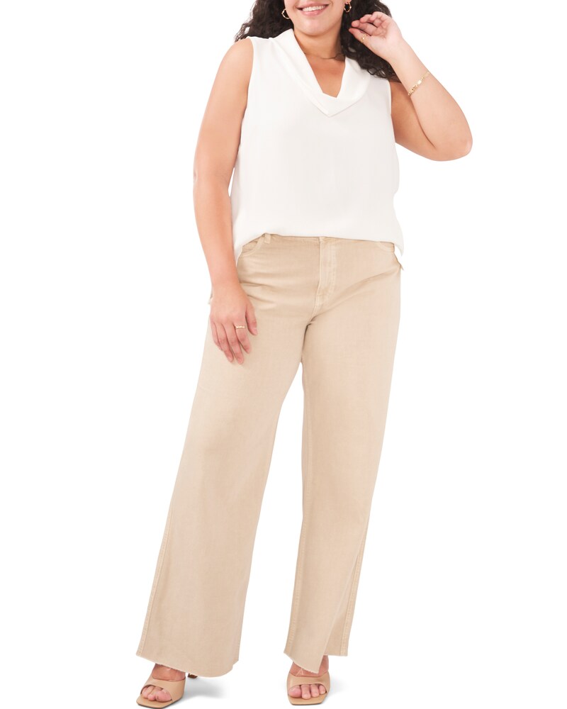 Vince Camuto Sleeveless Cowl-Neck Blouse (Plus Size) New Ivory ID-FFFS6726