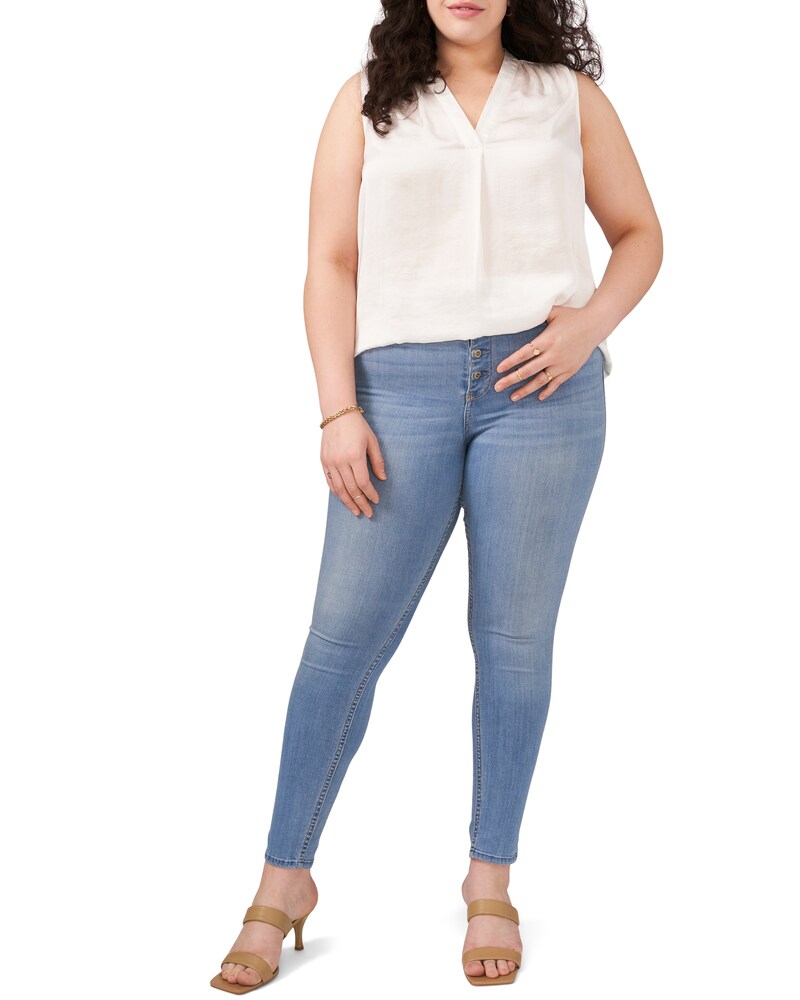 Vince Camuto Sleeveless V-Neck Top (Plus Size) New Ivory ID-FFHB6950