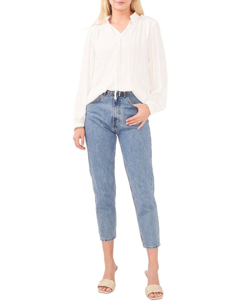 Vince Camuto Pleated Tie-Neck Blouse New Ivory ID-FVYO6217