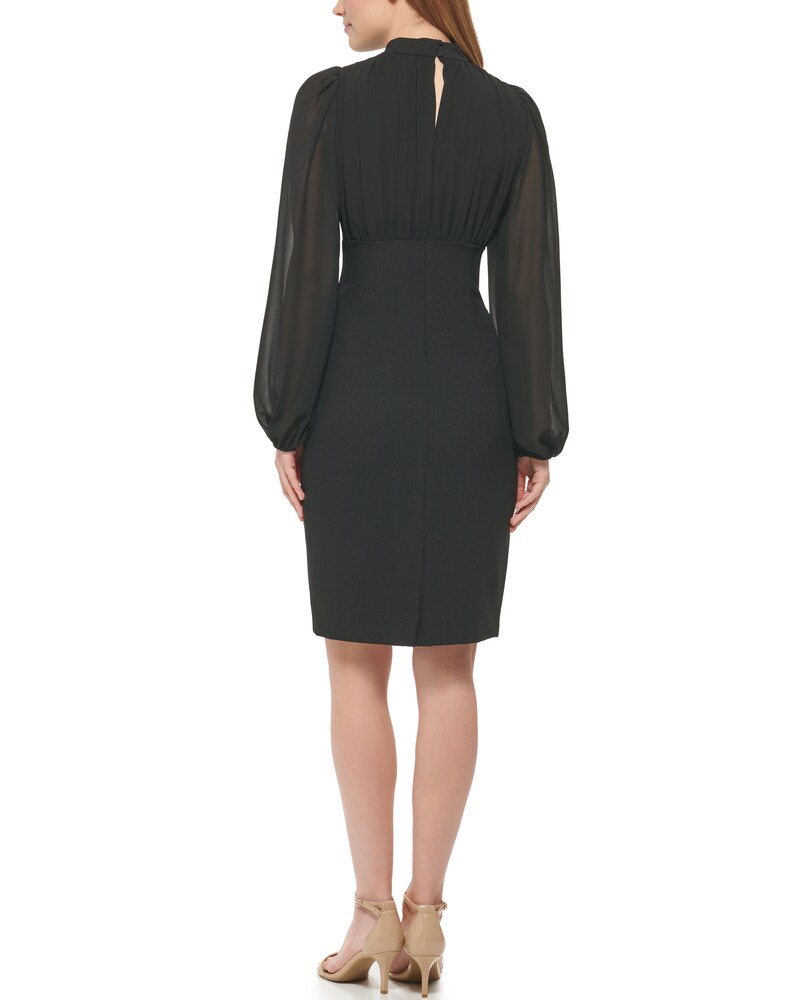 Vince Camuto Chiffon-Sleeve Sheath Black ID-GGOQ0929