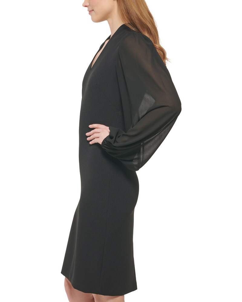 Vince Camuto Chiffon-Sleeve Sheath Black ID-GGOQ0929