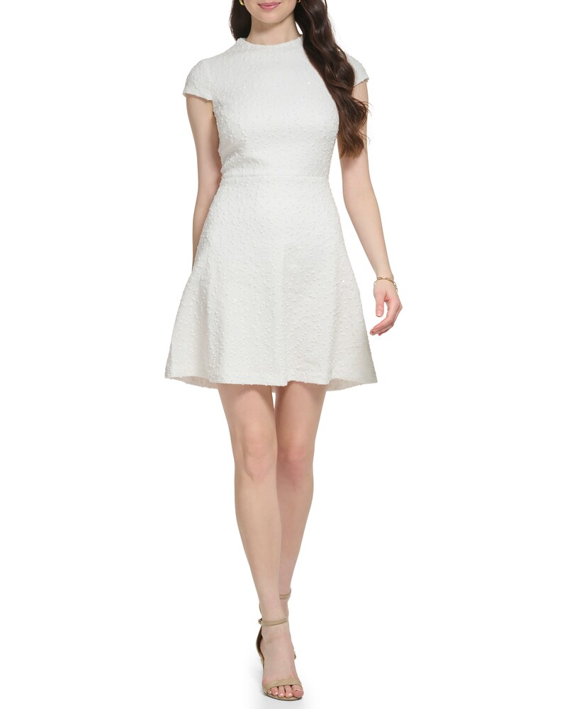Vince Camuto Bouclé Fit-And-Flare Dress Ivory ID-GLWN8695