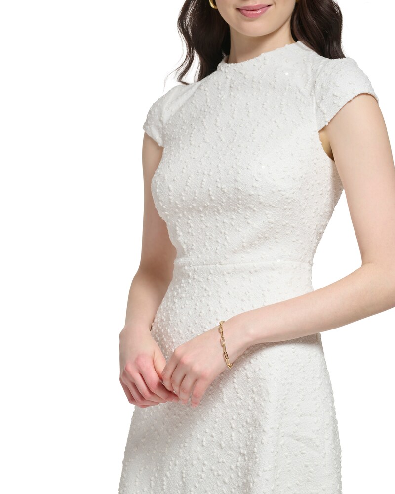 Vince Camuto Bouclé Fit-And-Flare Dress Ivory ID-GLWN8695