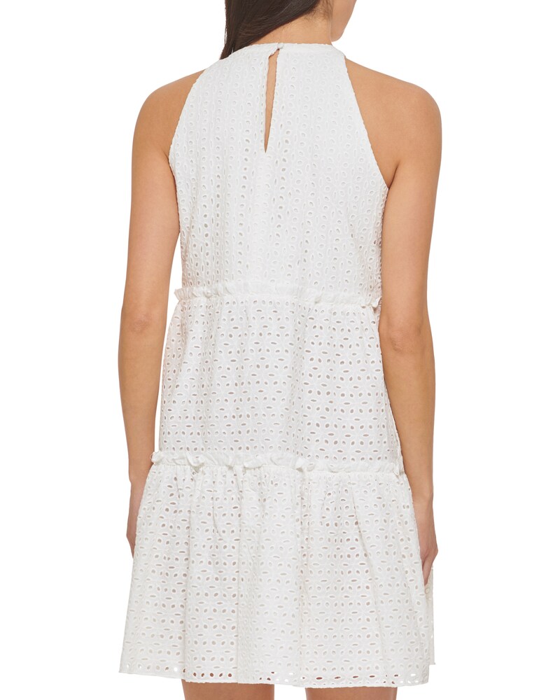Vince Camuto Eyelet Tiered Bow-Detail Dress  Ivory ID-GONF2270